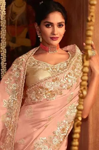 Trendmalls  Jacquard Silk Embroidery Work Saree With Unstitched Blouse Piece