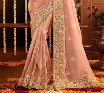  Jacquard Silk Embroidery Work Saree With Unstitched Blouse Piece 4