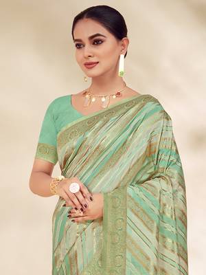 Sangam Prints Green Cotton Thread Work Traditional Tassels Saree 2
