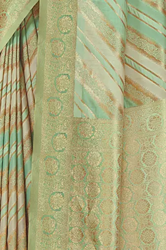 Sangam Prints Green Cotton Thread Work Traditional Tassels Saree