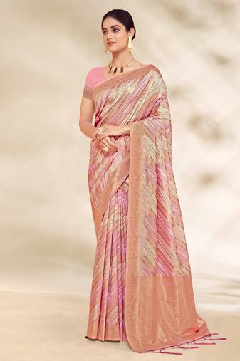 Sangam Prints Pink Cotton Thread Work Traditional Tassels Saree