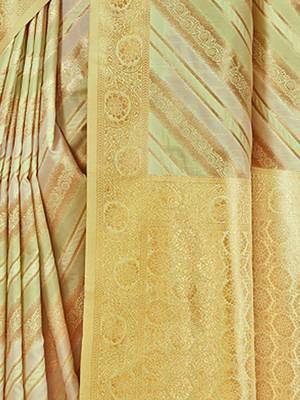 Sangam Prints Light Green Cotton Thread Work Traditional Tassels Saree 4