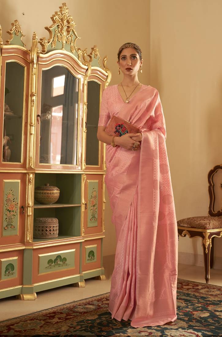 LONDON BEAUTY ORANGE COLOR SILK SAREES WITH BLOUSE