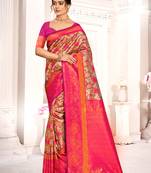 Sangam prints brown kanjivaram silk woven work traditional tassels saree