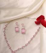 Silver Jewellery Set with Pink Stones