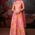 Pink printed embroidered front slit georgette style anarkali dress with dupatta