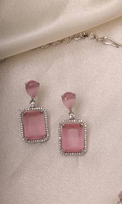 Silver Jewellery Set with Pink Stones 2