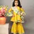 Yellow silk printed kurta sharara set