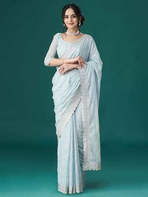 Kasee Women'S Printed Embroidered Saree With Unstitched Blouse Piece 2