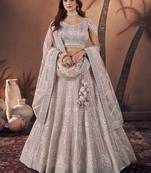Baby pink colour soft net embroidered designer lehenga