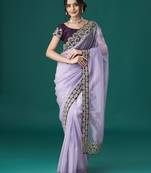 Kasee Women'S Embroidered Sarees With Unstitched Blouse Piece