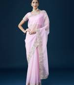 Kasee Women'S Ethnic Motifs Embroidered Zari Saree With Unstitched Blouse Piece