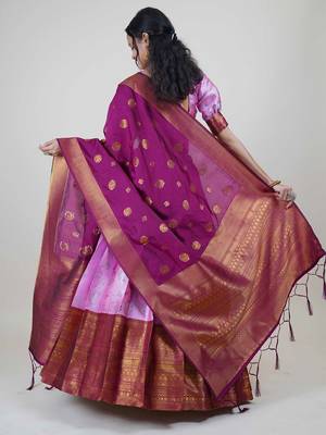 South Indian Traditonal Woven With Zari Work Half Saree 2