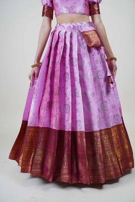 South Indian Traditonal Woven With Zari Work Half Saree 5