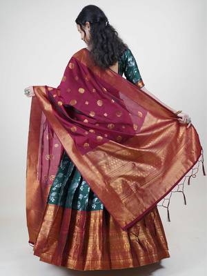 South Indian Traditonal Woven With Zari Work Half Saree 2