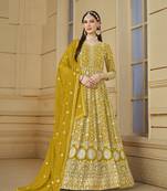 YELLOW GEORGETTE EMBROIDERED ANARKALI SALWAR KAMEEZ