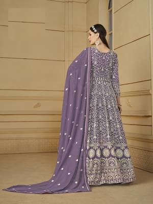LAVENDER GEORGETTE EMBROIDERED ANARKALI SALWAR KAMEEZ 2