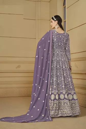 LAVENDER GEORGETTE EMBROIDERED ANARKALI SALWAR KAMEEZ