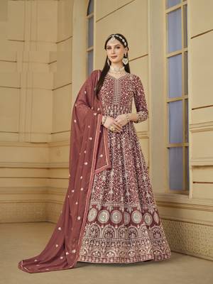 ORANGE GEORGETTE EMBROIDERED ANARKALI SALWAR KAMEEZ 1