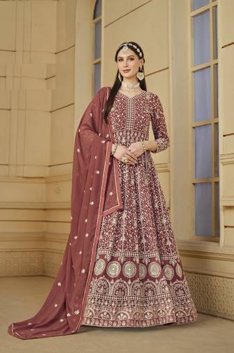 ORANGE GEORGETTE EMBROIDERED ANARKALI SALWAR KAMEEZ