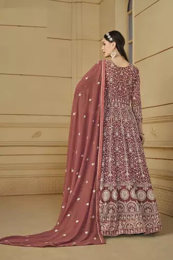 ORANGE GEORGETTE EMBROIDERED ANARKALI SALWAR KAMEEZ