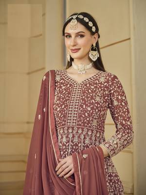 ORANGE GEORGETTE EMBROIDERED ANARKALI SALWAR KAMEEZ 3