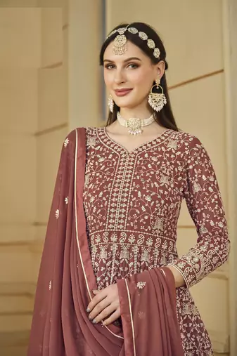 ORANGE GEORGETTE EMBROIDERED ANARKALI SALWAR KAMEEZ