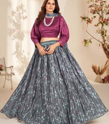 Satin Crop Top Lehenga with Georgette Dupatta
