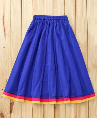 Twisha girls incut style top embellished with lace & potali buttons paired with net ghagra -pink & blue 5
