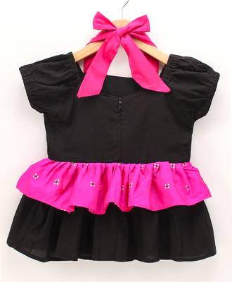 Twisha girls printed top & net ghagra -black & pink 4