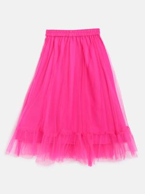 Twisha girls printed top & net ghagra -black & pink 5