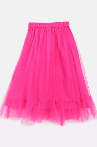 Twisha girls printed top & net ghagra -black & pink