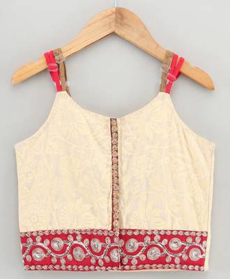 Twisha girls printed top embellished with lace paired with foil printed dhoti pants -off white & red 3