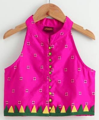 Twisha girls self designed incut style top with self designed palazzo - pink & yellow 3