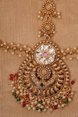 Gold Plated Tone Kundan Maang Tikka 3