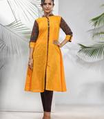 Yellow cotton a-line kurta