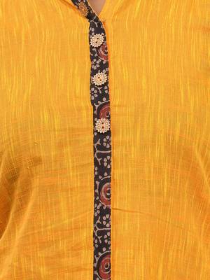 Yellow cotton a-line kurta 4