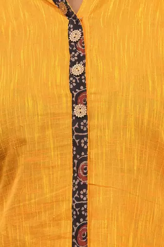 Yellow cotton a-line kurta