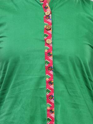 Green cotton a-line kurta 4