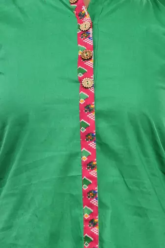Green cotton a-line kurta