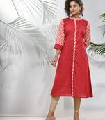 Red cotton a-line kurta