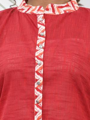 Red cotton a-line kurta 4