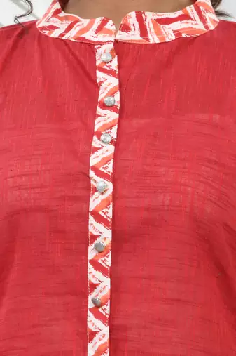 Red cotton a-line kurta