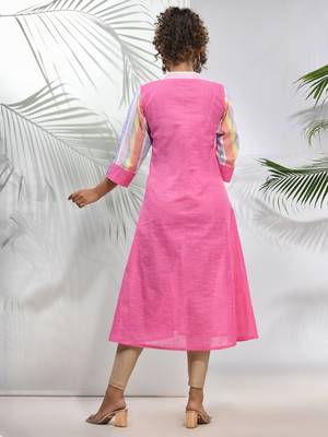 Pink cotton a-line kurta 3