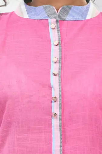 Pink cotton a-line kurta