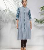 White cotton printed a-line kurta