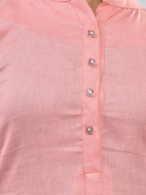 Peach solid cotton a-line kurta 4
