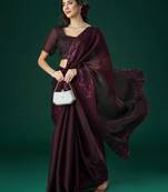 Kasee Women'S Floral Embroidered Saree With Unstitched Blouse Piece