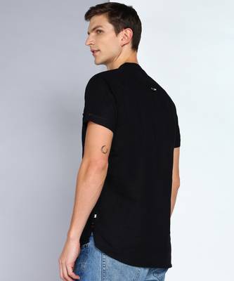 men's black  linen cotton half sleeve  short kurta 2