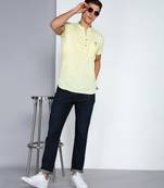 men's yellow linen cotton half sleeve  short kurta